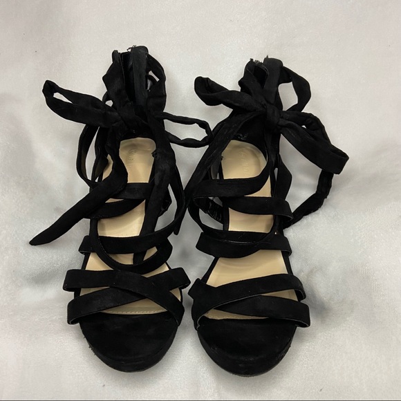 Lounge Suede Crisscross Leg Wrap Stiletto Heel - Picture 9 of 13